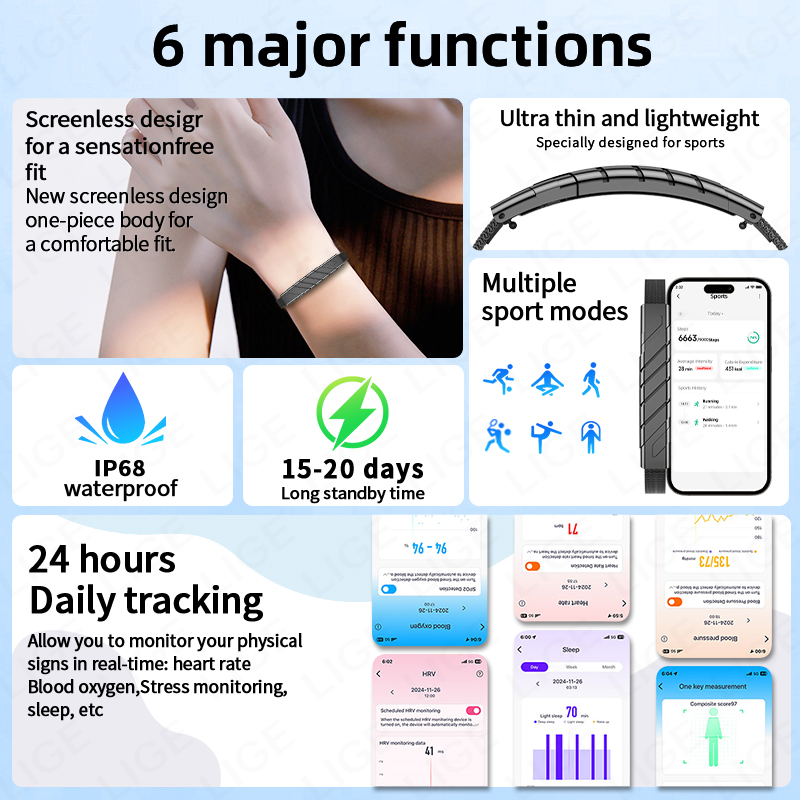 LIGE NO Screen Smart Bracelet  - Fall Detection Watch 评论和价格