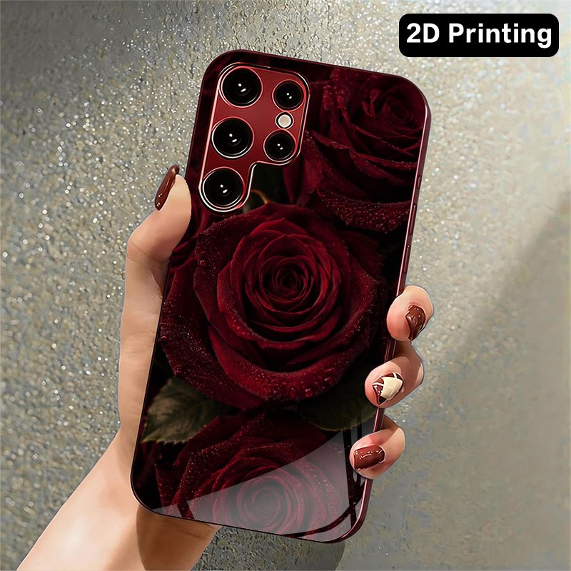 Glass phone case with dark red - Samsung Galaxy S24 评论和价格